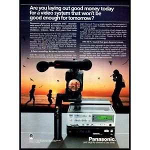 1985 Panasonic Portable VCR PK-958 Vintage Print Ad Family Beach Sunset Wall Art